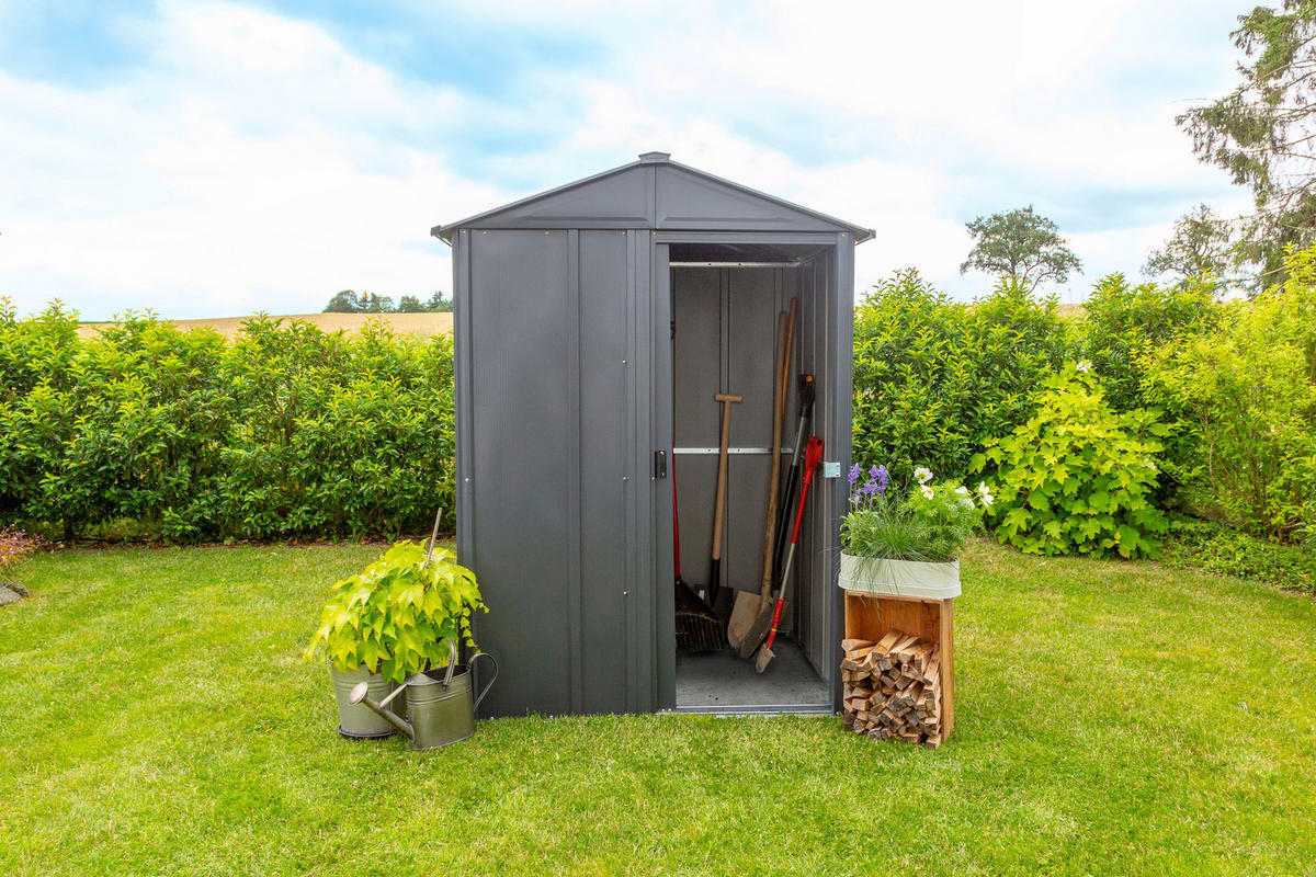 GERÄTEHAUS 151/198/122 cm  - Grau, Basics, Metall (151/198/122cm) - Ambia Garden