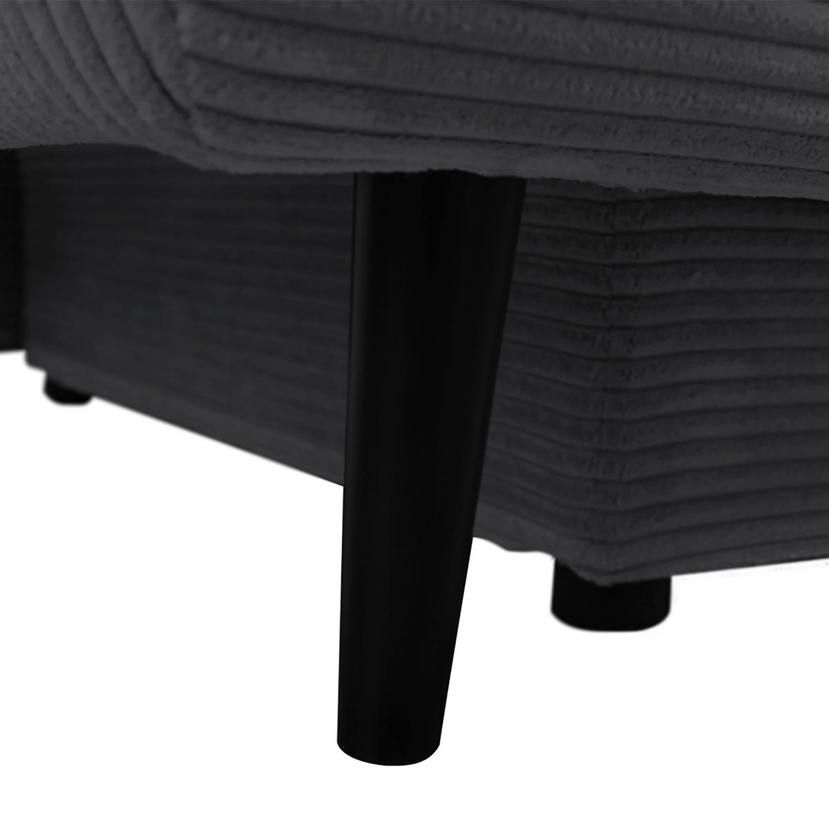 SCHLAFSOFA Cord Dunkelgrau  - Dunkelgrau/Schwarz, Design, Holz/Textil (202/85/99cm) - P & B