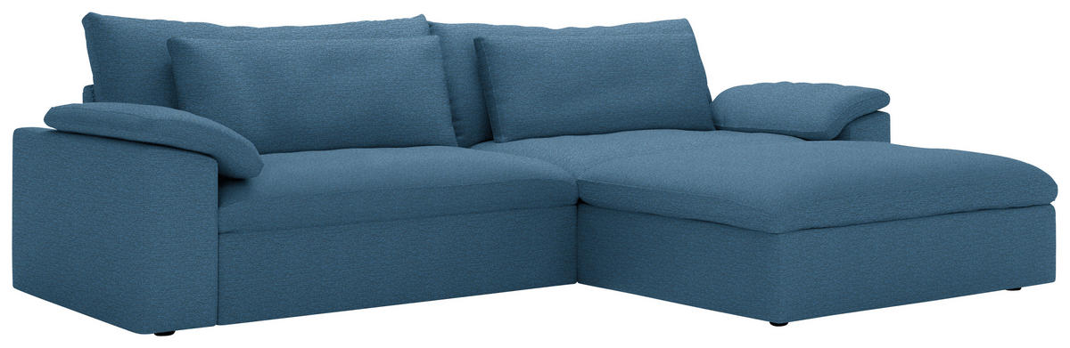 ECKSOFA  Chenille Blau  - Blau/Schwarz, Modern, Kunststoff/Textil (306/198cm) - Carryhome