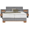 BOXSPRINGBETT 160/200 cm in Eichefarben, Hellgrau - Eichefarben/Hellgrau, Natur, Holz/Textil (160/200cm) - Valnatura