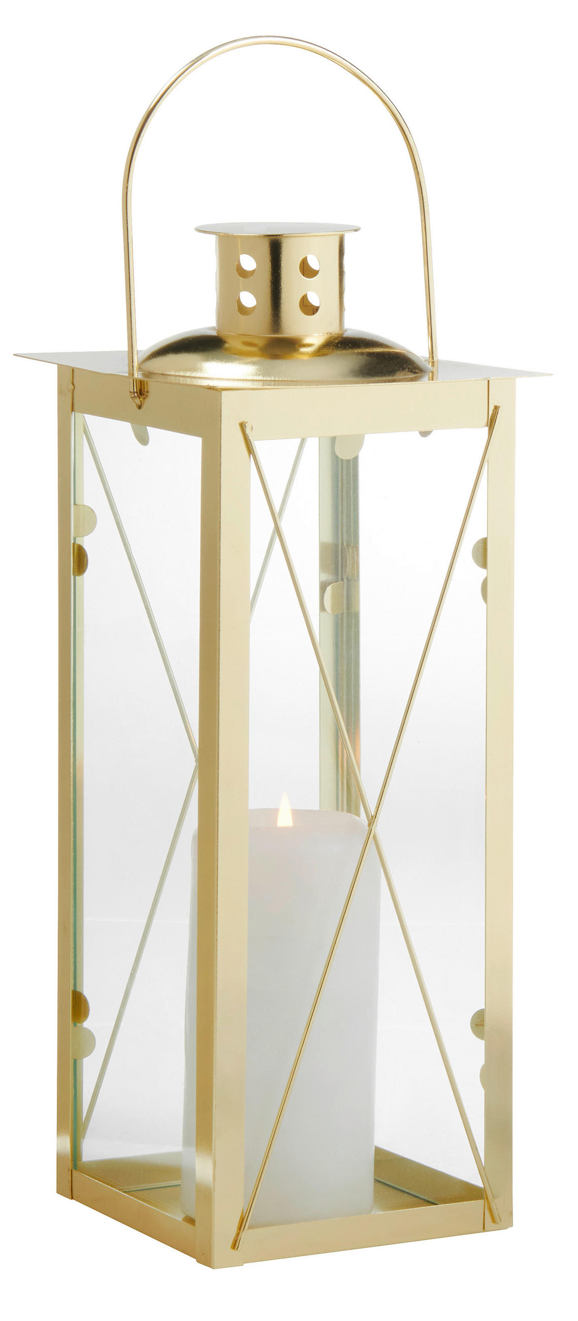 LANTERNA - zlatne boje, Basics, metal (12/12/30cm)