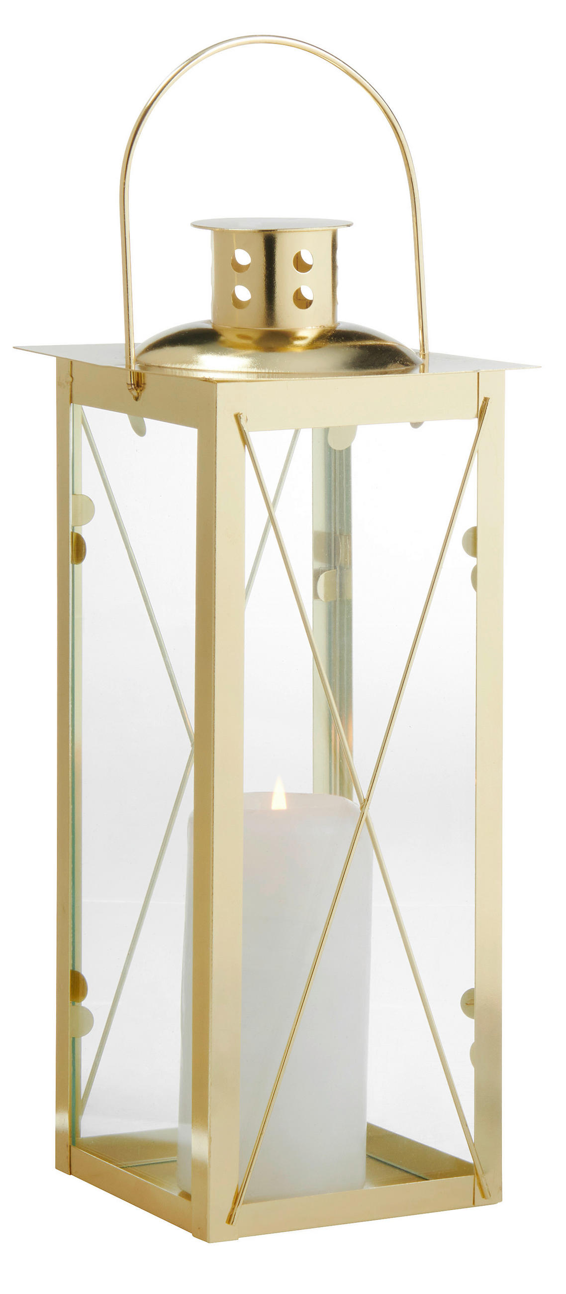 LATERNA - zlate barve, Basics, kovina (12/12/30cm)