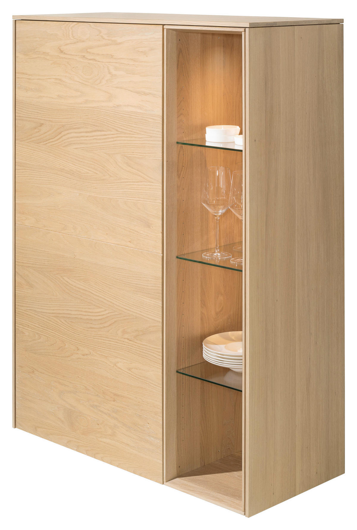 HIGHBOARD Eichefarben  97,8/134,2/41,9 cm  - Eichefarben, Design, Glas/Holz (97,8/134,2/41,9cm) - Team 7