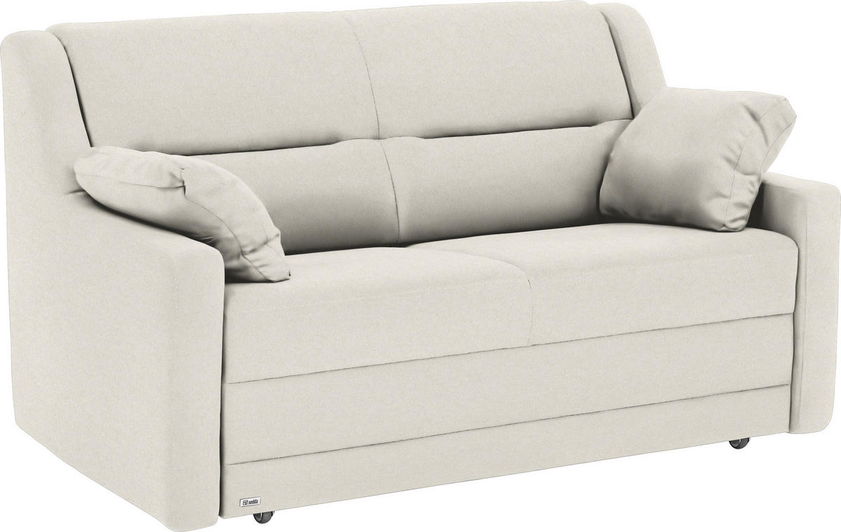 SCHLAFSOFA  mit Lederauswahl, Stoffauswahl, Schlafen auf Sitzhöhe, Hocker erhältlich, Rückenfutter Flachgewebe Naturfarben  - Schwarz/Naturfarben, KONVENTIONELL, Kunststoff/Textil (152/88/91cm) - Sedda