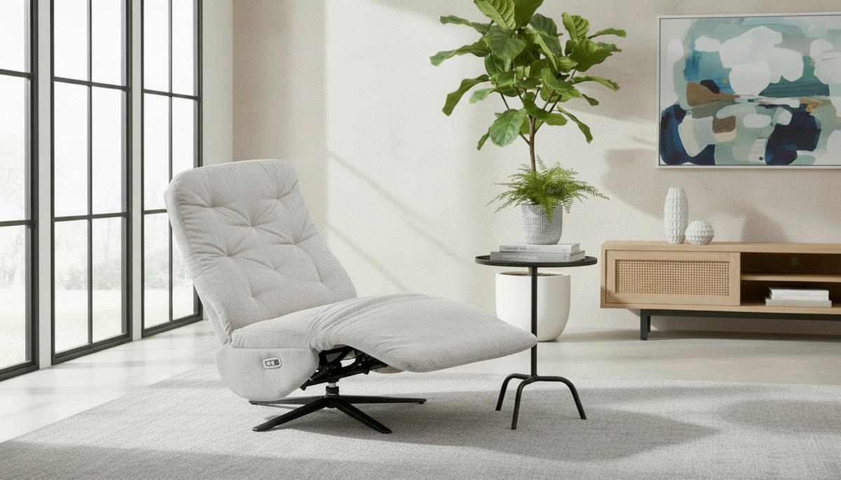 RELAXSESSEL NORA Webstoff    - Schwarz/Grau, Design, Textil/Metall (68/113/84cm) - Livetastic