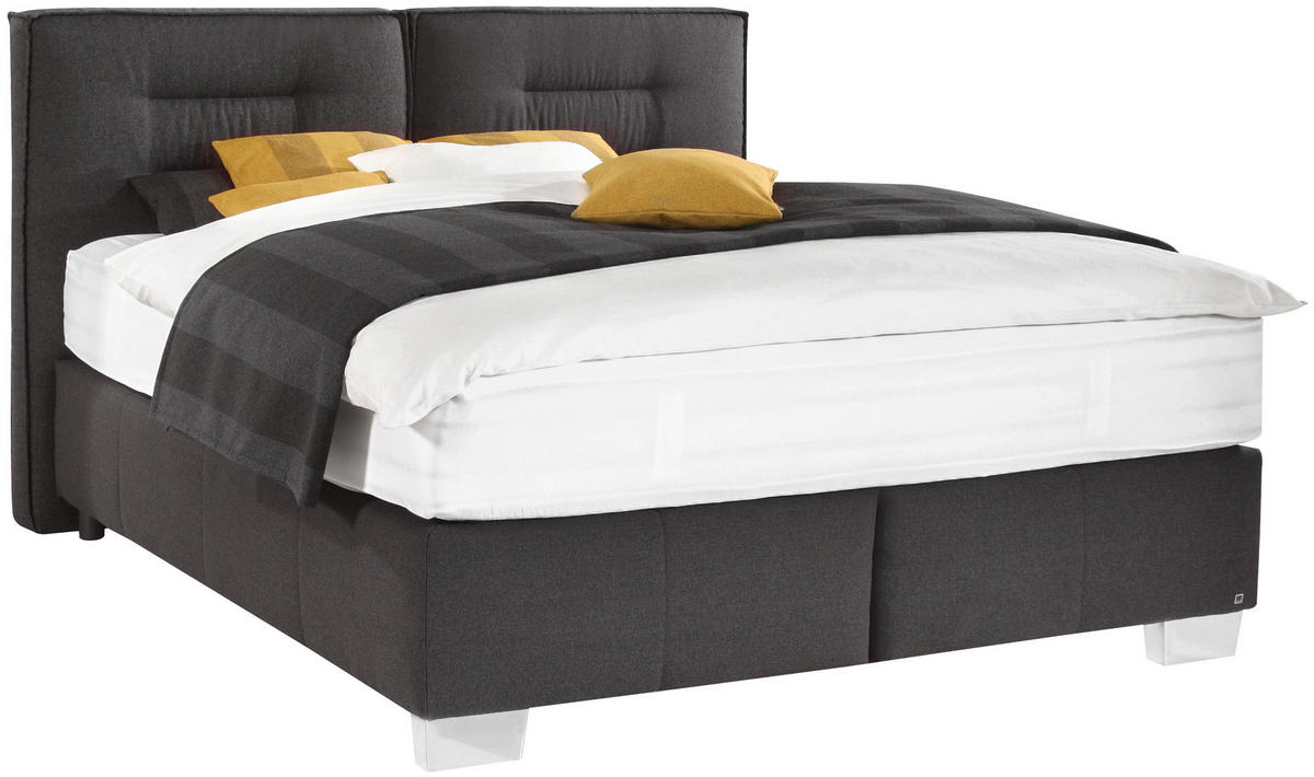 BOXSPRING KREVET 180/200 cm     crna  - crna/boje aluminija, Design, tekstil/metal (180/200cm) - Dieter Knoll