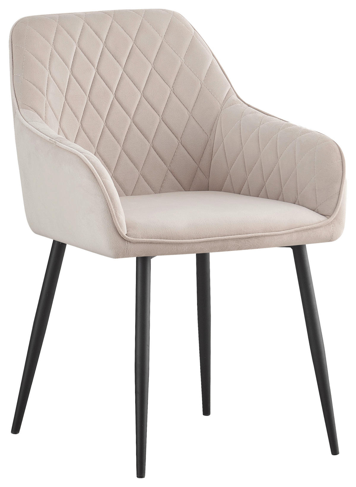 ARMLEHNSTUHL-SET 2 Stück  in Eisen Samt  - Beige/Schwarz, Design, Textil/Metall (56/82,5/61,5cm) - Novel