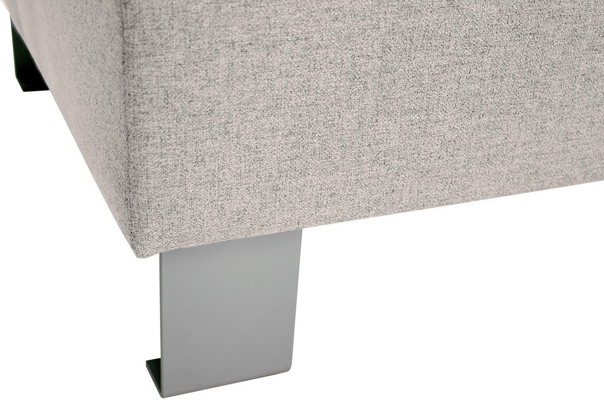 HOCKER in Textil Ecru  - Ecru/Silberfarben, Design, Textil/Metall (62/41/62cm) - Xora