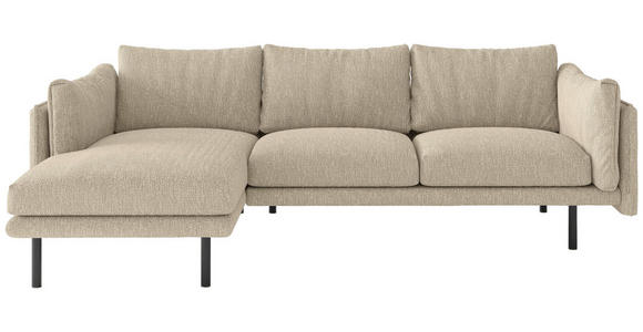 ECKSOFA Beige Flachgewebe - Beige/Schwarz, Design, Textil/Metall (160/268/100cm) - Novel
