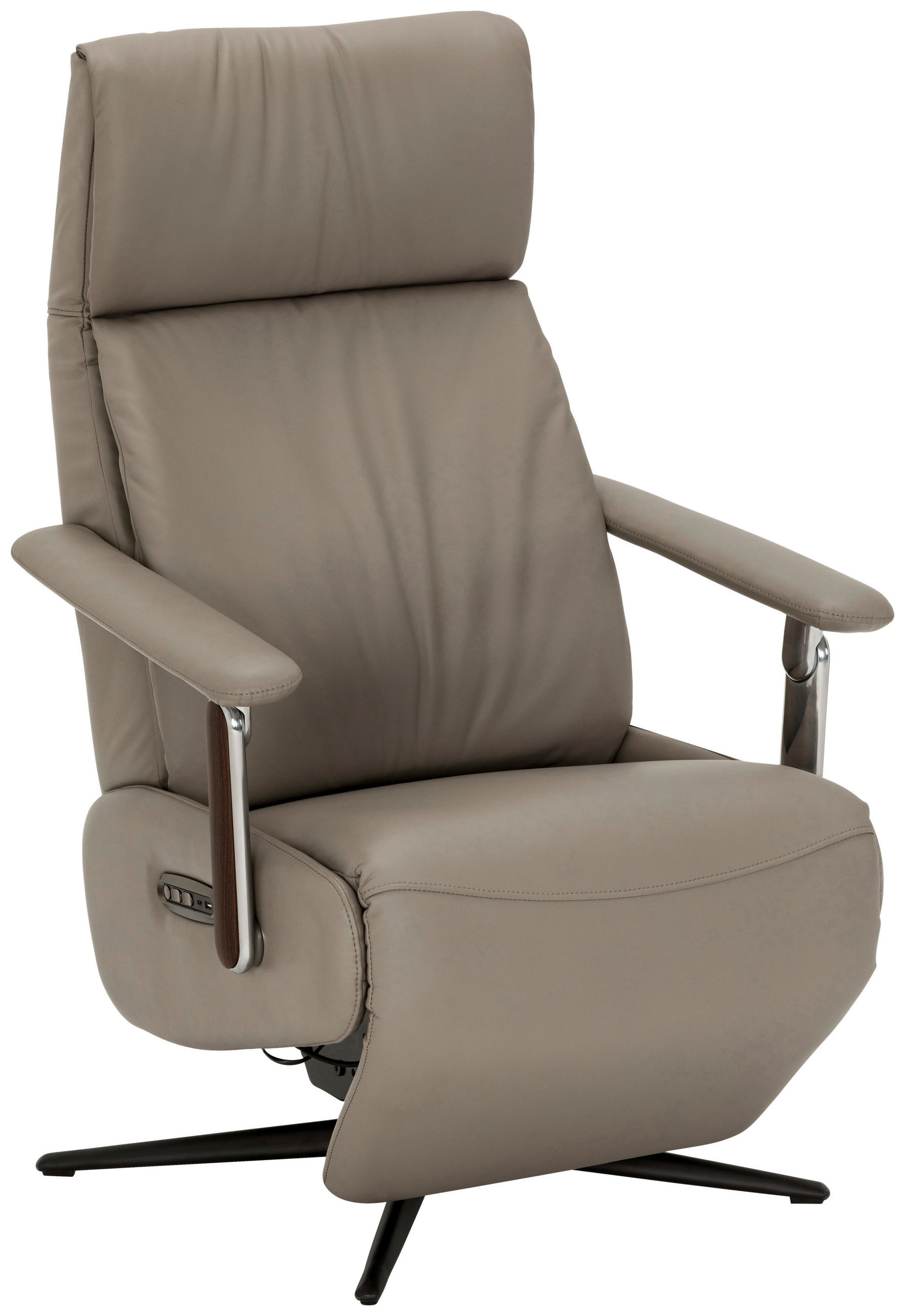 RELAXSESSEL Lederlook Echtleder    - Taupe/Schwarz, KONVENTIONELL, Leder/Textil (73/116/84cm) - Livetastic