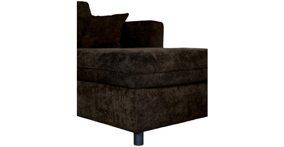 ECKSOFA  in Flachgewebe Dunkelbraun  - Dunkelbraun/Schwarz, KONVENTIONELL, Textil/Metall (252/162cm) - Carryhome