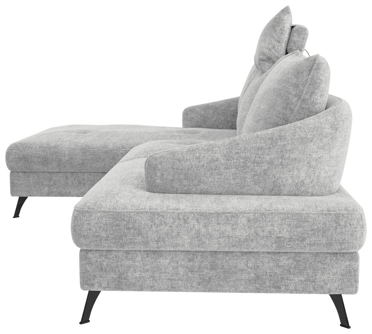 ECKSOFA in Webstoff Hellgrau  - Hellgrau/Schwarz, KONVENTIONELL, Textil/Metall (183/293cm) - Carryhome