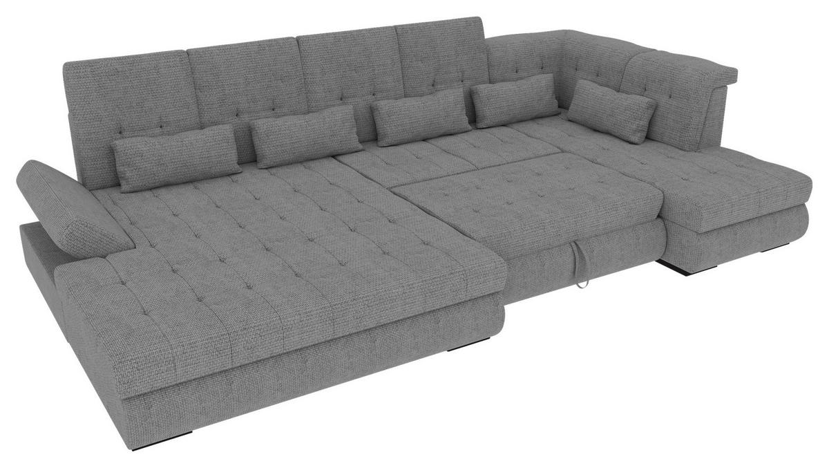 WOHNLANDSCHAFT Grau Struktur  - Schwarz/Grau, KONVENTIONELL, Kunststoff/Textil (212/358/222cm) - Carryhome