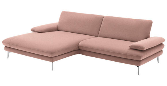 ECKSOFA in Webstoff Rosa  - Schwarz/Rosa, Design, Textil/Metall (184/284cm) - Dieter Knoll