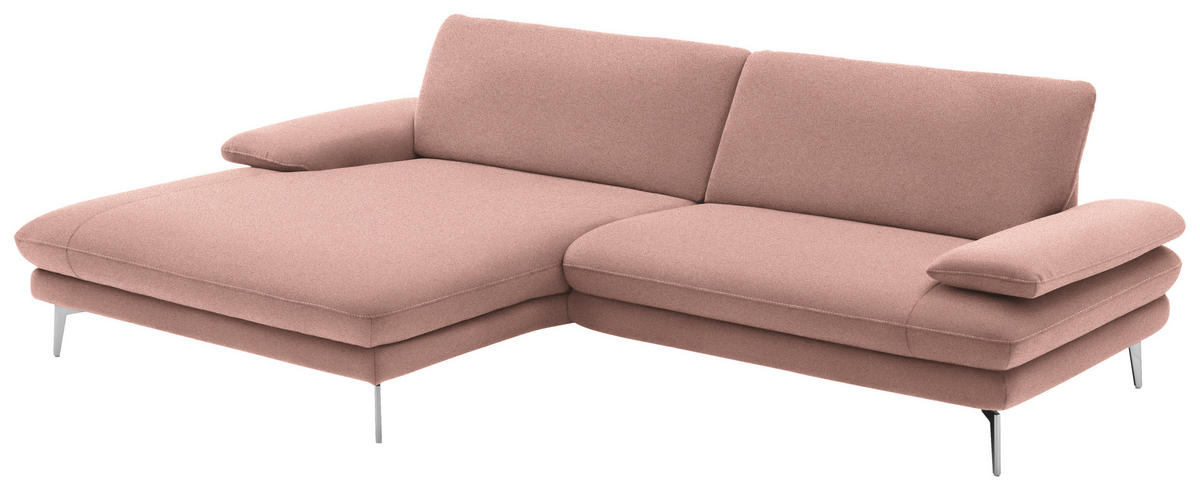 ECKSOFA in Webstoff Rosa  - Schwarz/Rosa, Design, Textil/Metall (184/284cm) - Dieter Knoll