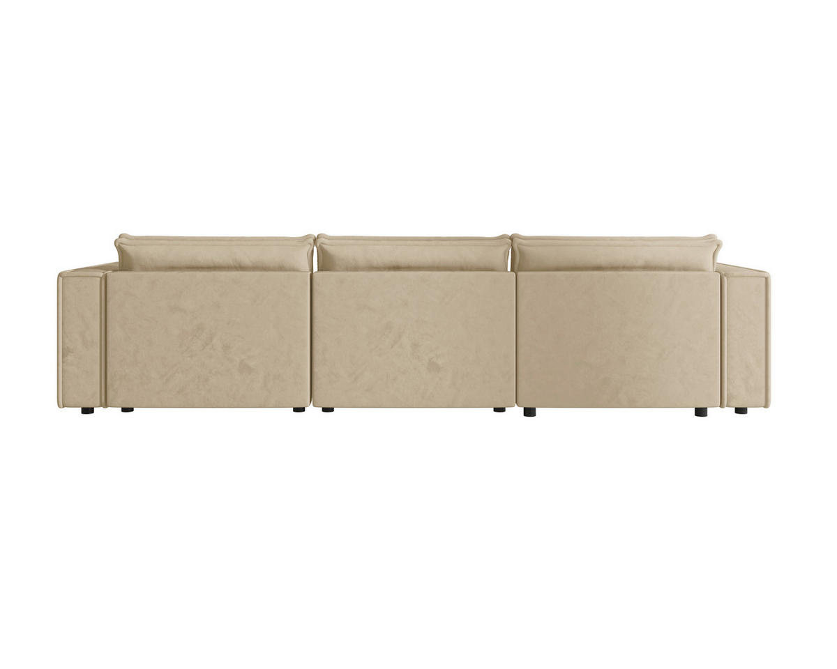ECKSOFA Beige Webstoff Zierkissen, Rückenkissen, Rücken echt  - Beige/Schwarz, MODERN, Kunststoff/Textil (153/350cm) - Xora