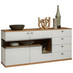 SIDEBOARD Weiß, Wildeiche  180,3/83,9/42,4 cm  - Wildeiche/Edelstahlfarben, Design, Glas/Holz (180,3/83,9/42,4cm) - Dieter Knoll