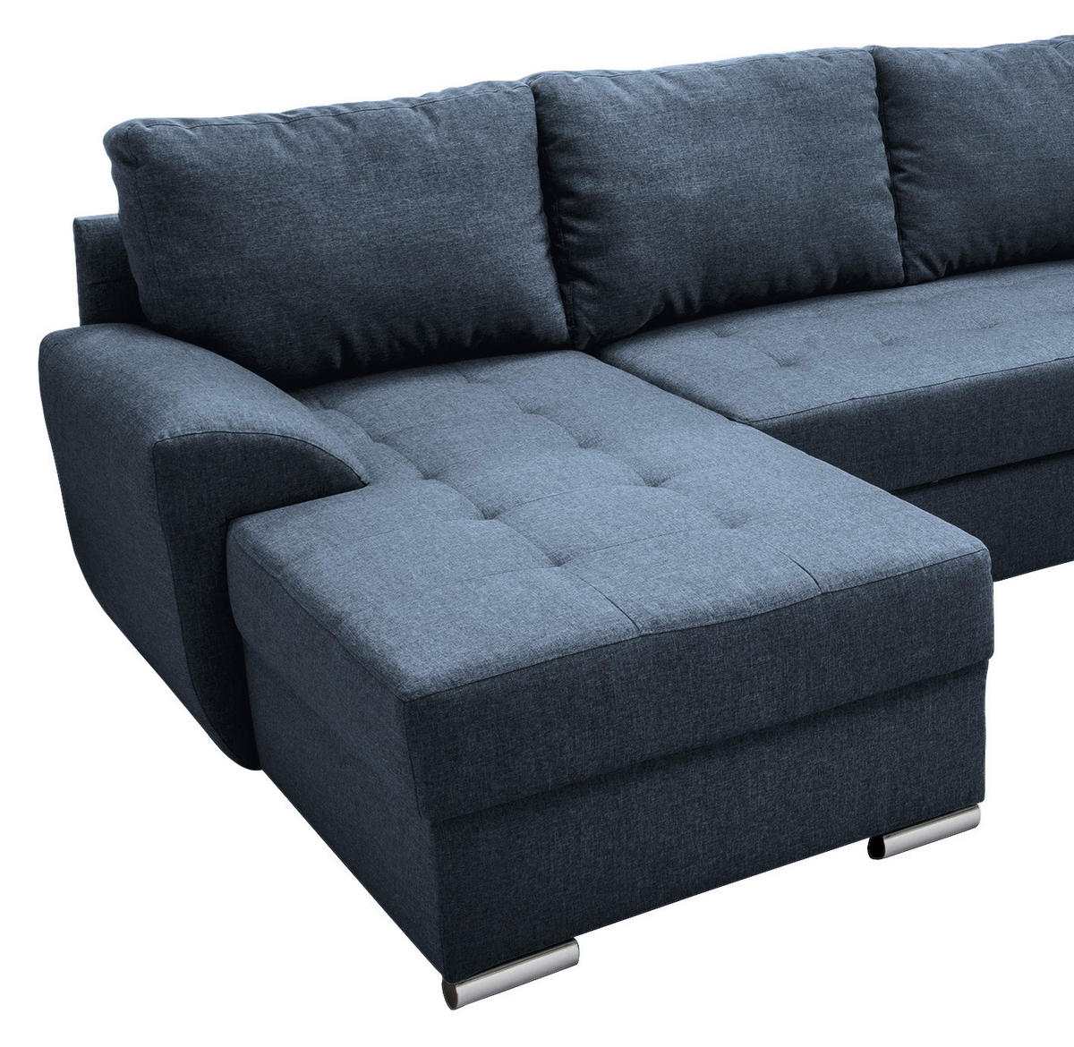 WOHNLANDSCHAFT Blau Mikrofaser  - Chromfarben/Blau, KONVENTIONELL, Textil/Metall (156/292/218cm) - Livetastic