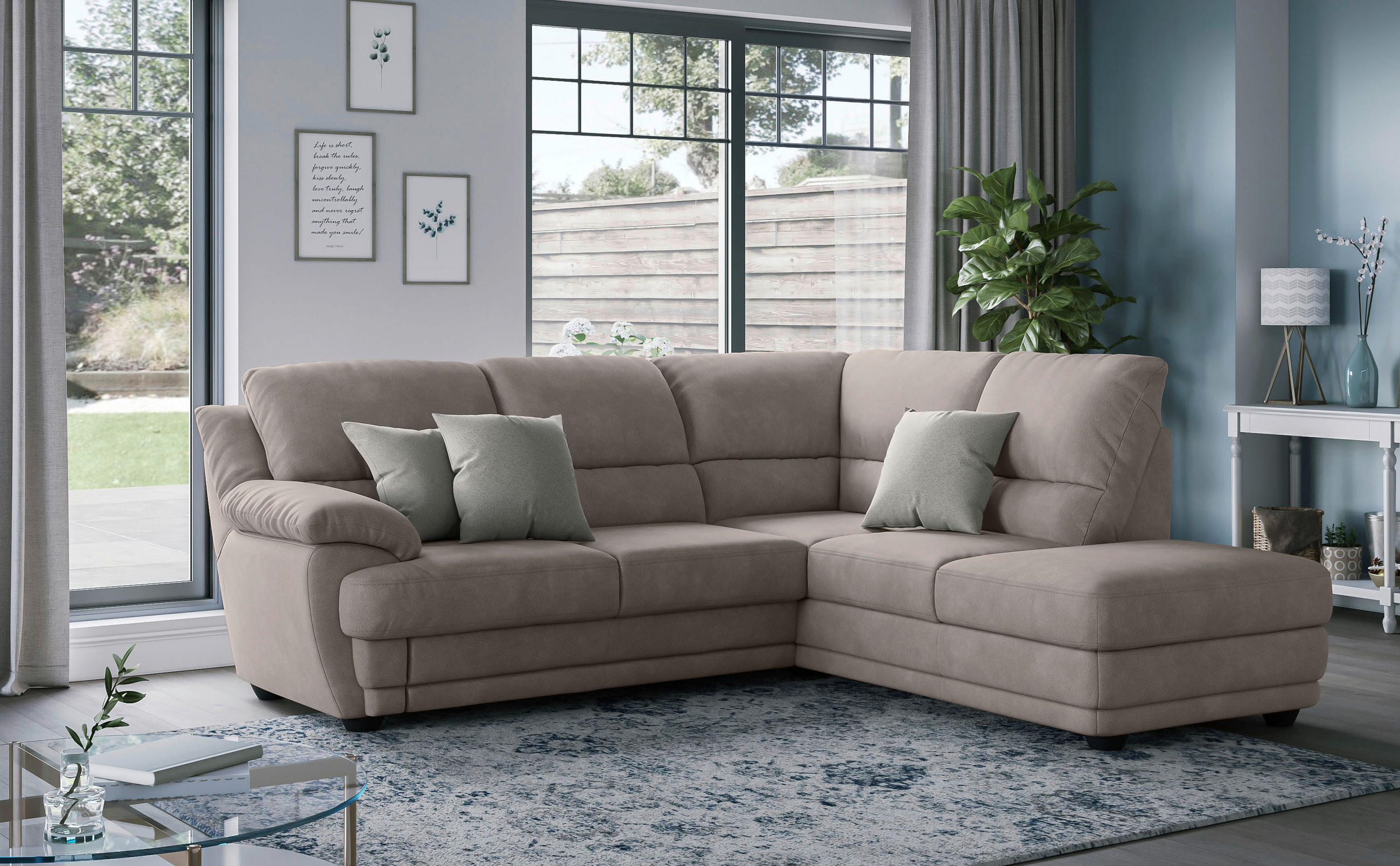 ECKSOFA in Mikrofaser Beige  245/225 cm  - Beige, Design, Kunststoff/Textil (245/225cm) - Livetastic