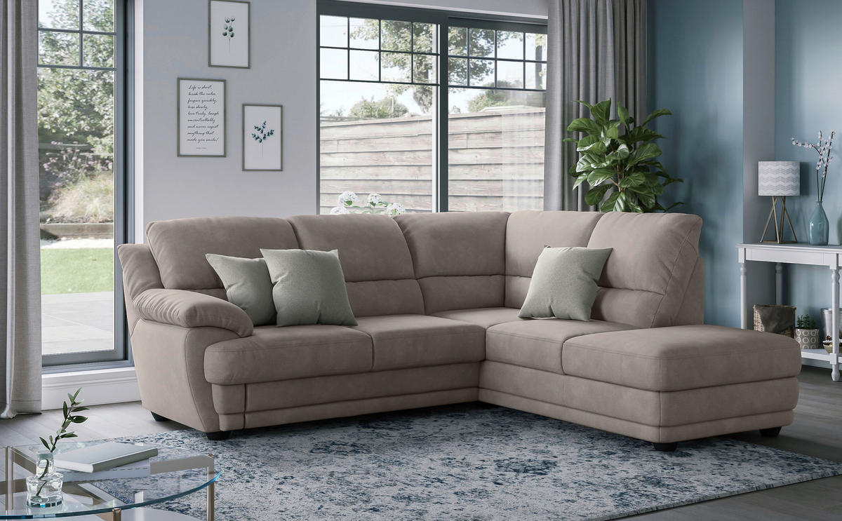 ECKSOFA in Mikrofaser Beige  245/225 cm  - Beige, Design, Kunststoff/Textil (245/225cm) - Livetastic