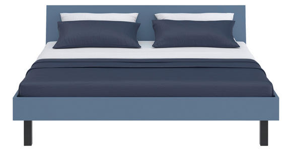 BETT 200/200 cm,  in Blau  - Blau/Schwarz, Design, Metall (200/200cm) - Xora