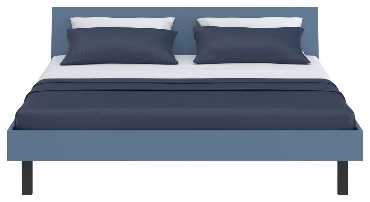 BETT 200/200 cm,  in Blau  - Blau/Schwarz, Design, Metall (200/200cm) - Xora