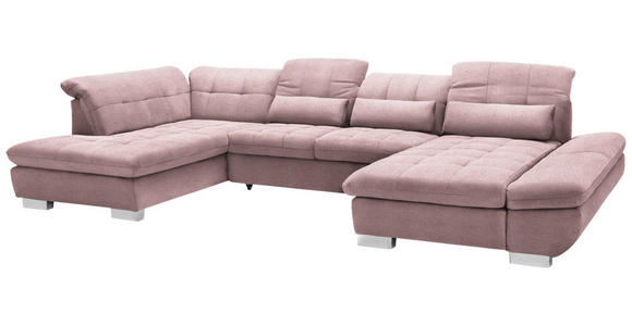 WOHNLANDSCHAFT  in Mikrofaser Rosa  - Chromfarben/Rosa, Design, Kunststoff/Textil (211/350/204cm) - Xora