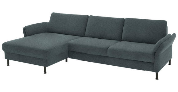 ECKSOFA  in Chenille, Flachgewebe Blau  175/316 cm  - Blau/Schwarz, Design, Textil/Metall (175/316cm) - Dieter Knoll