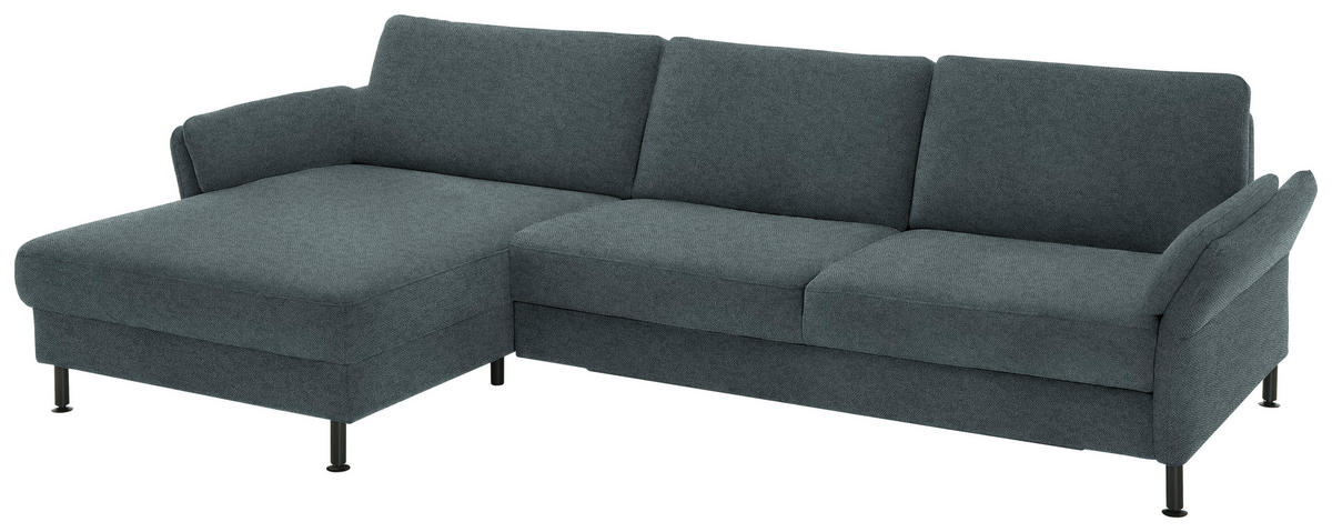 ECKSOFA  in Chenille, Flachgewebe Blau  175/316 cm  - Blau/Schwarz, Design, Textil/Metall (175/316cm) - Dieter Knoll