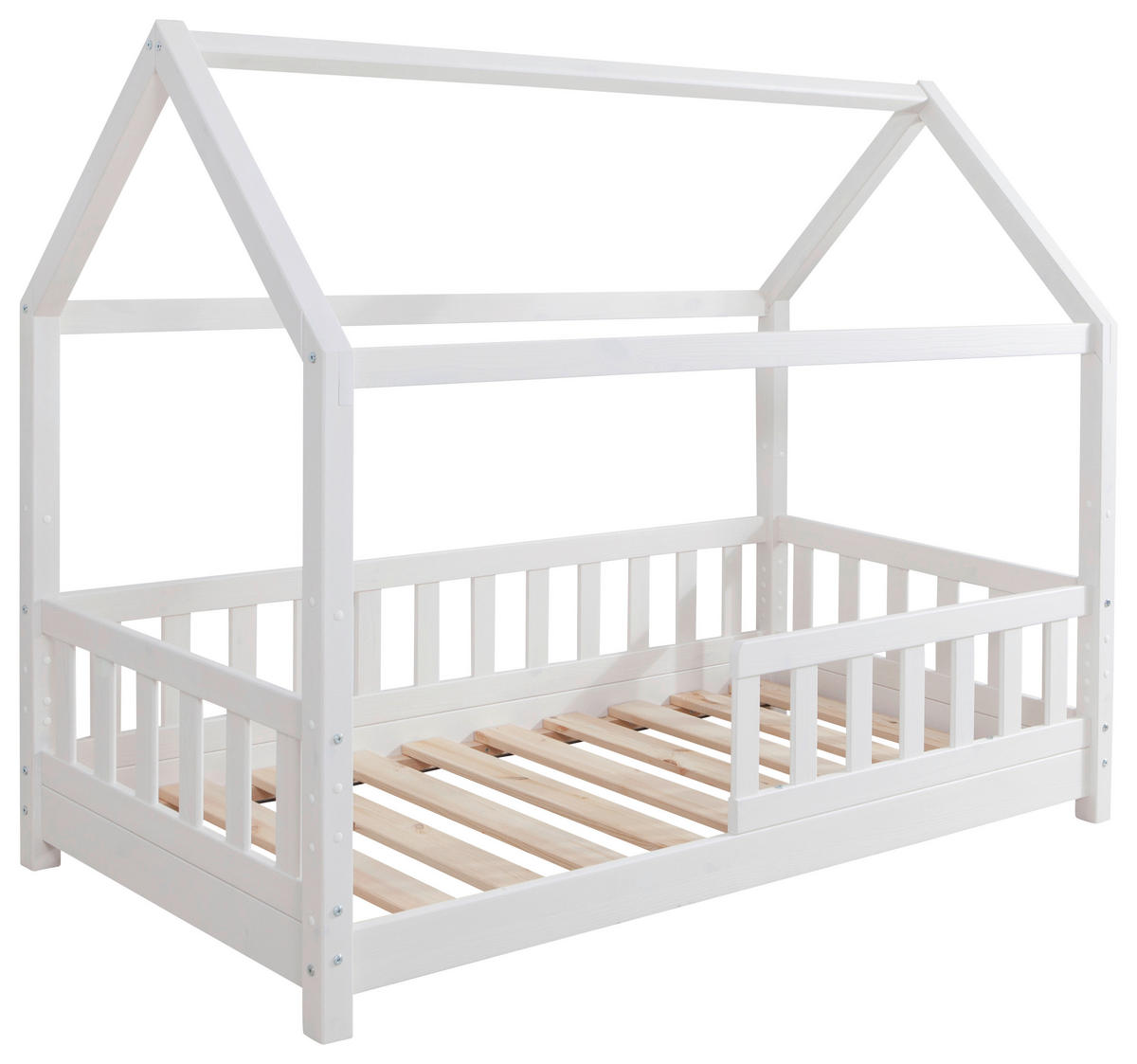 HAUSBETT 80/160 cm Weiss  - Weiss/Naturfarben, Modern, Holz (80/160cm) - MID.YOU