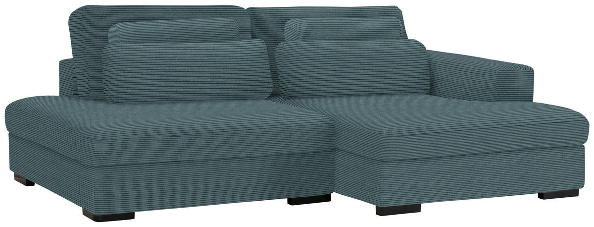 ECKSOFA in Velours, Cord Salbeigrün  - Salbeigrün/Schwarz, Design, Kunststoff/Textil (223/158cm) - Lomoco