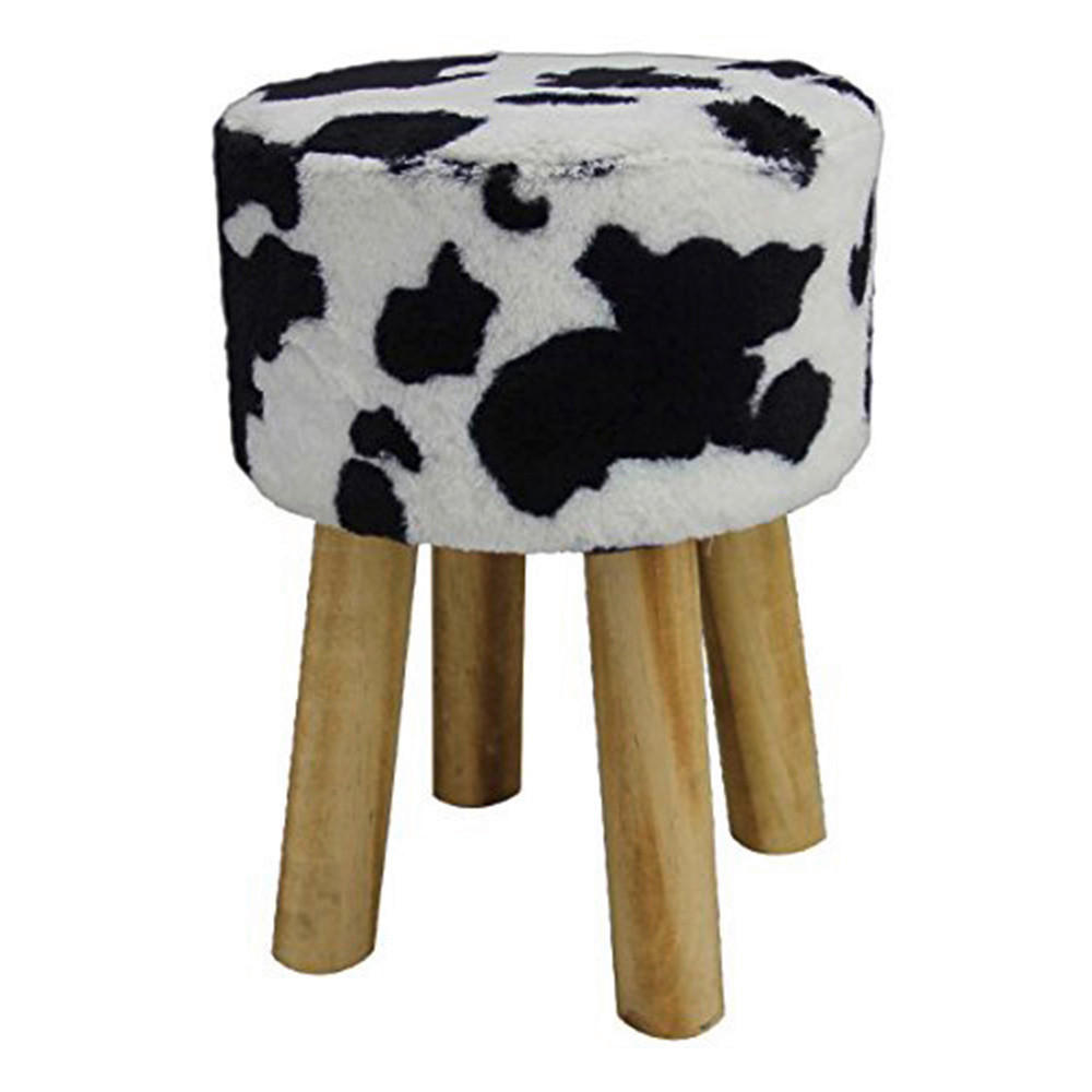HOCKER Plüsch Schwarz, Weiß  - Schwarz/Weiß, Design, Holz/Textil (28/40/28cm) - Echtwerk