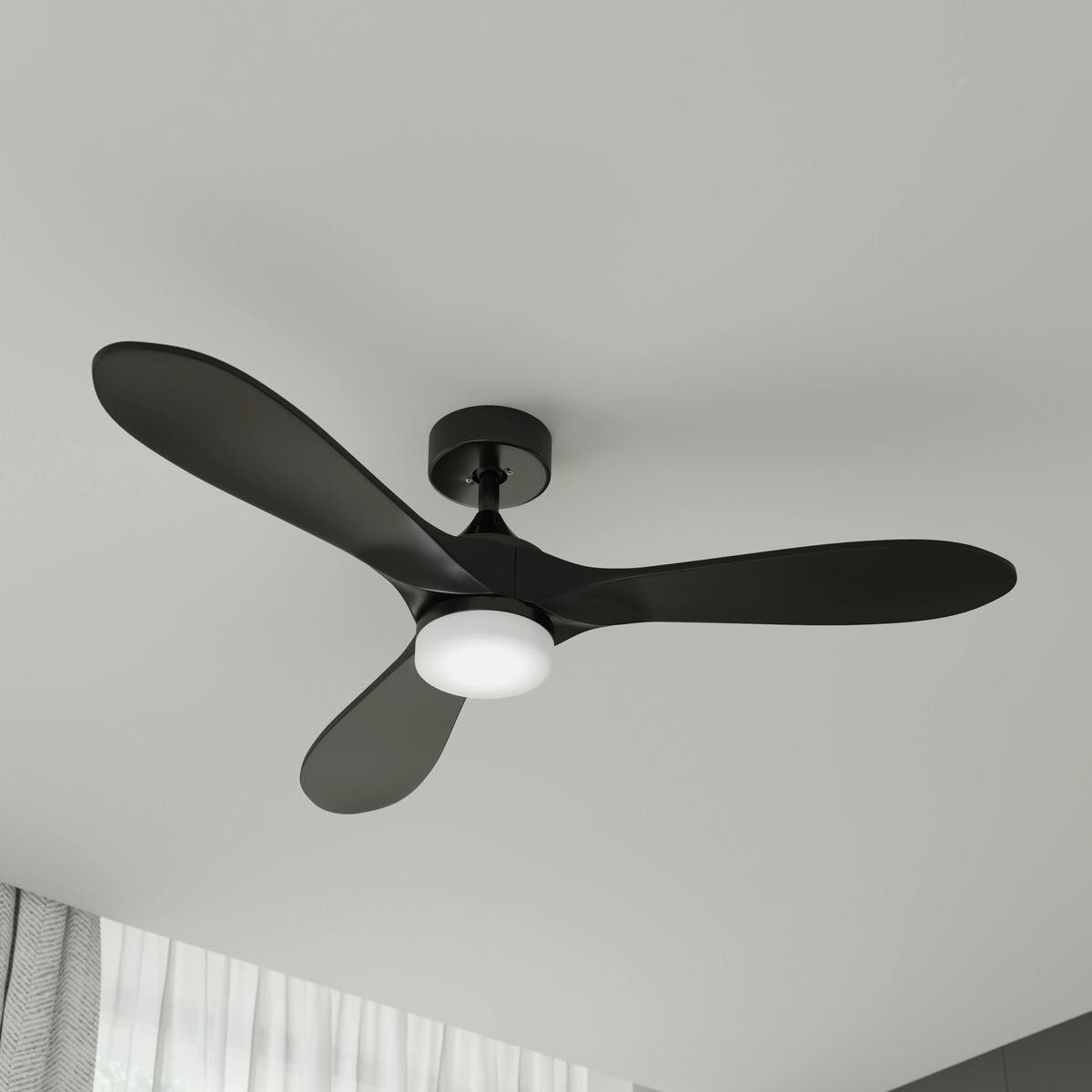 DECKENVENTILATOR - Schwarz, Basics, Kunststoff/Metall (132/35cm) - Mican