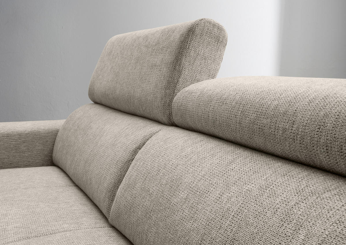 ECKSOFA Beige Chenille  - Beige/Schwarz, KONVENTIONELL, Textil/Metall (276/188cm) - Livetastic