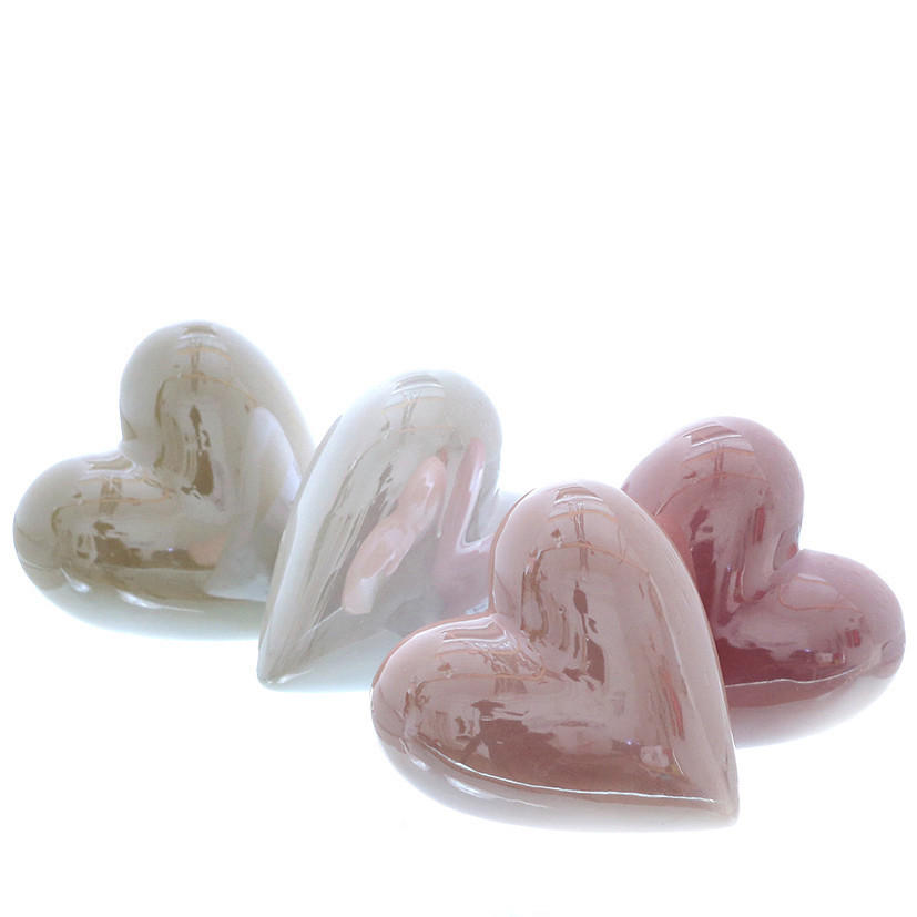 DEKORATIONSHJÄRTA - vit/beige, Basics, keramik (6/6/2,5cm)