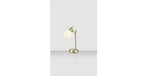 TISCHLEUCHTE - Messingfarben/Weiß, KONVENTIONELL, Glas/Metall (34,5cm) - Novel