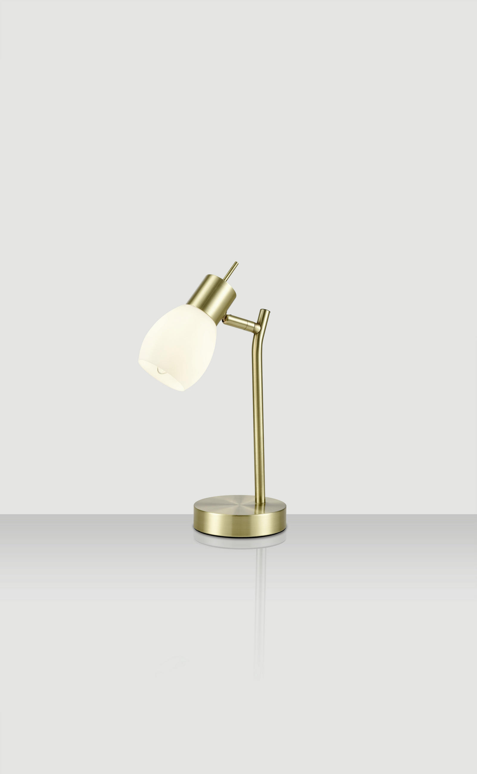 TISCHLEUCHTE - Weiss/Messingfarben, Konventionell, Glas/Metall (34,5cm) - Novel
