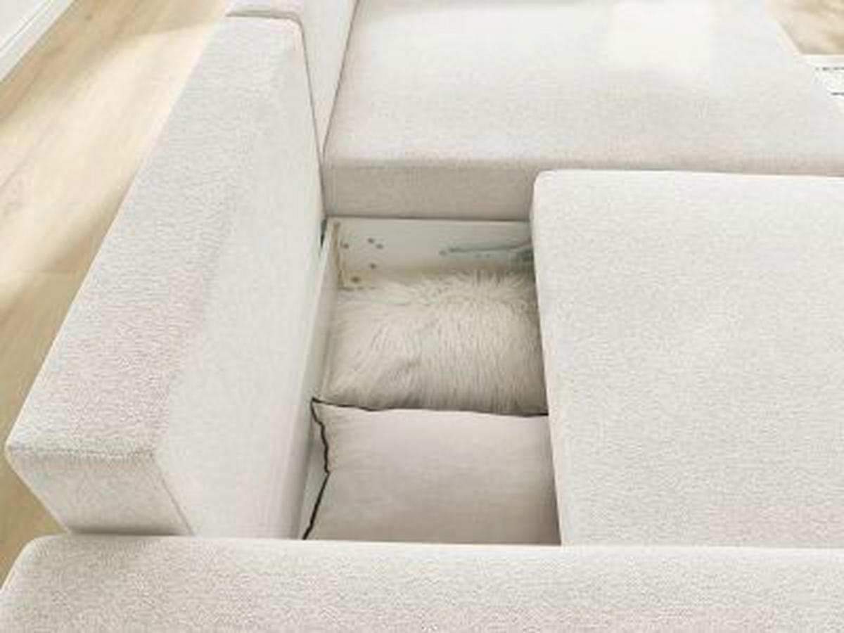 ECKSOFA Ottomane rechts  ATILLA Weiß Flachgewebe  - Schwarz/Weiß, MODERN, Kunststoff/Textil (244/149cm)