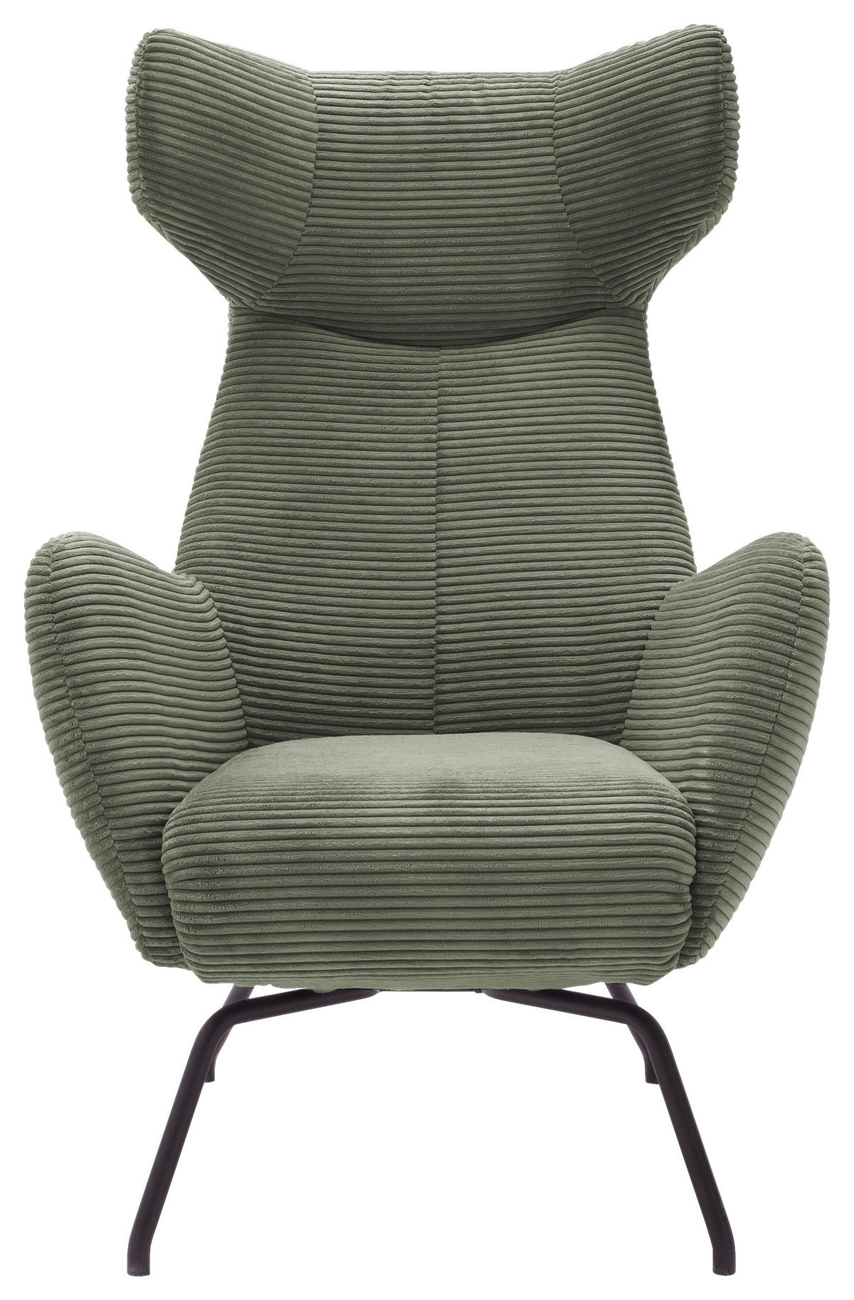 OHRENSESSEL in Cord Grün  - Schwarz/Grün, Design, Textil/Metall (79/117/82cm) - Pure Home Lifestyle