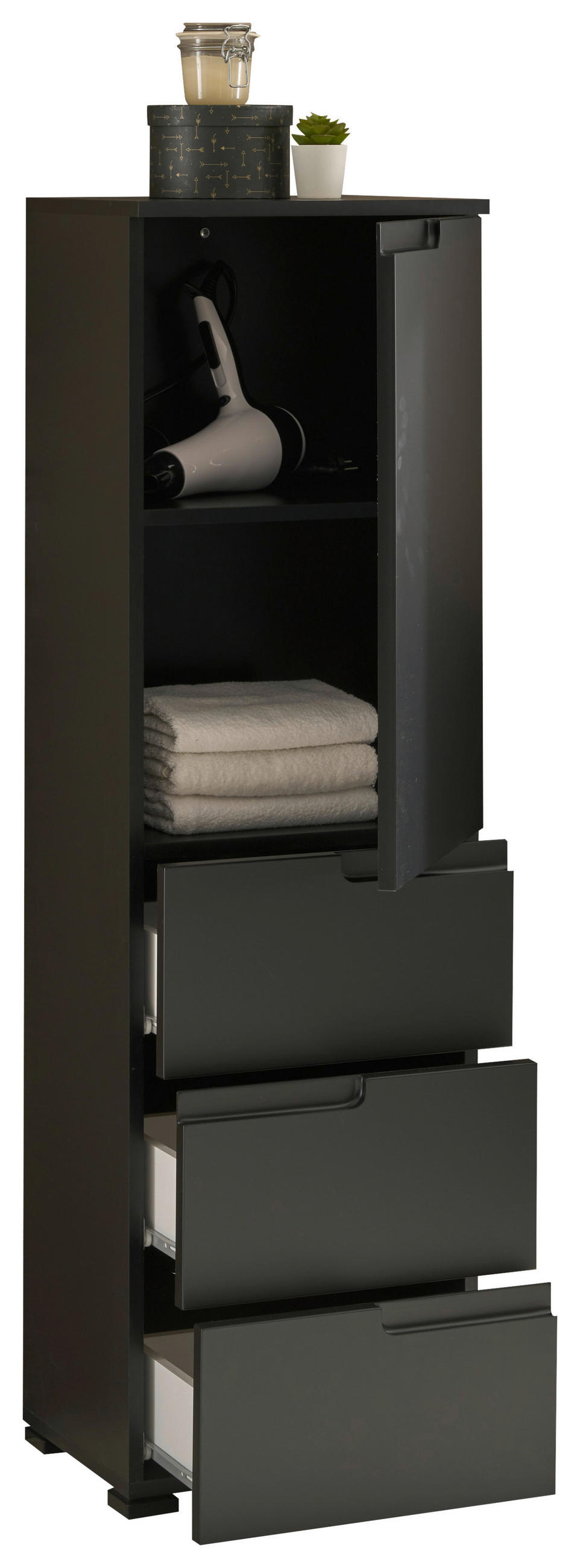 MIDISCHRANK 40/134/32 cm  - Schwarz, Modern, Holzwerkstoff/Kunststoff (40/134/32cm) - MID.YOU
