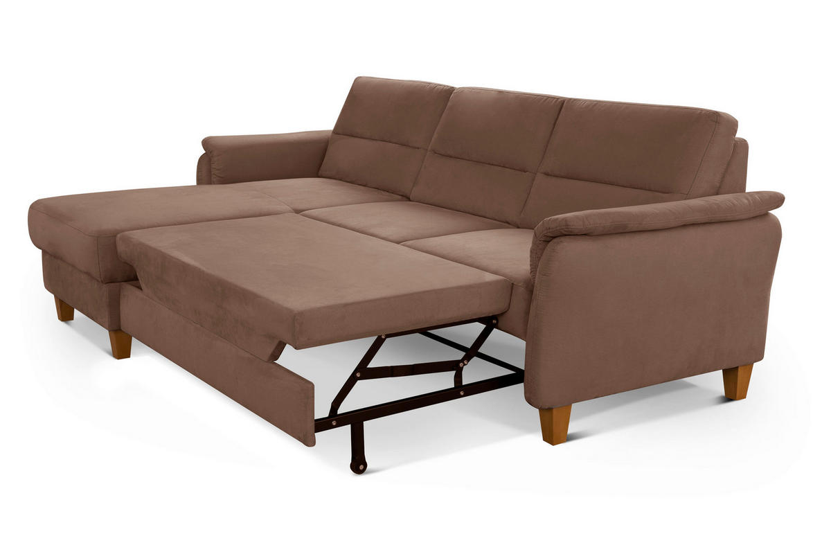 ECKSOFA PALMERA V Braun Mikrofaser  - Eichefarben/Braun, KONVENTIONELL, Holz/Textil (163/244cm) - Sit & More