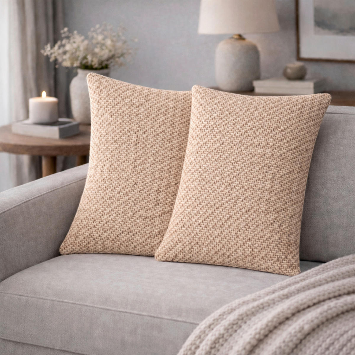 KISSENHÜLLEN-SET FJELLA 40/40 cm  - Creme, Basics, Textil (40/40cm)