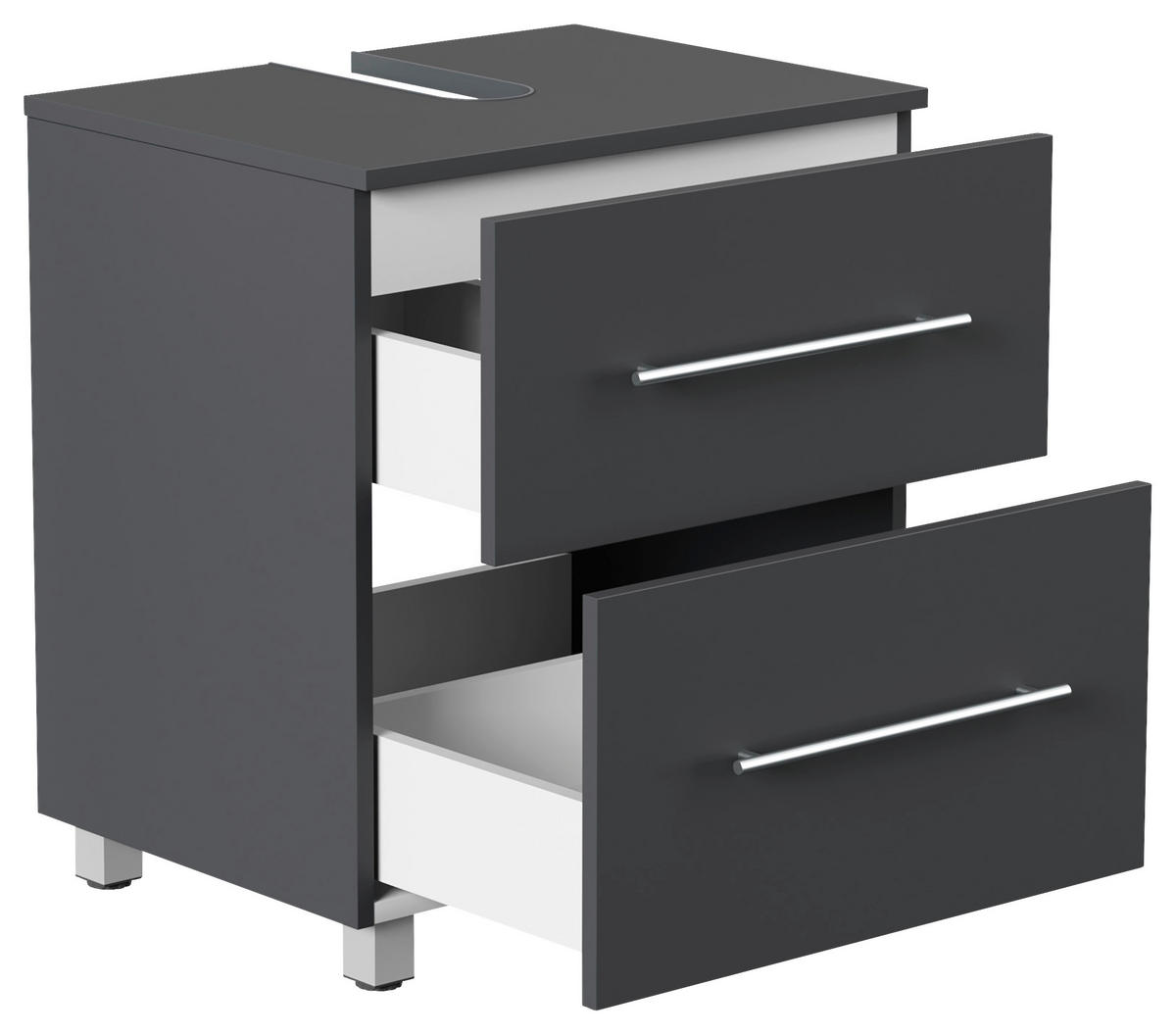WASCHBECKENUNTERSCHRANK 55/63/41,6 cm  - Silberfarben/Graphitfarben, MODERN, Holzwerkstoff/Metall (55/63/41,6cm) - MID.YOU
