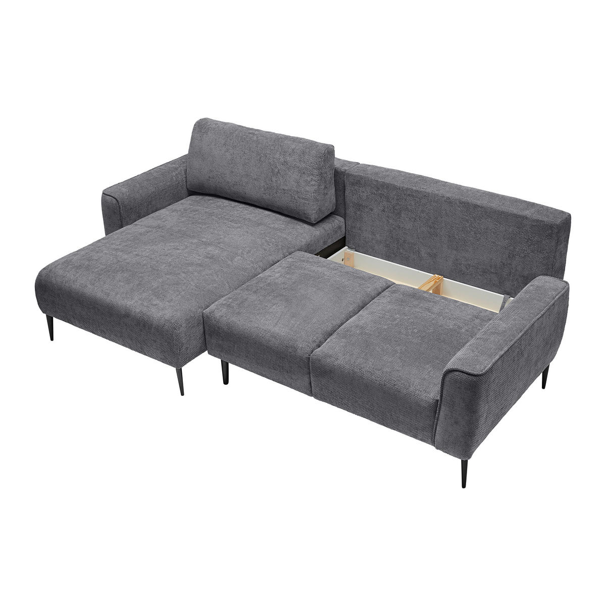 ECKSOFA in Webstoff Anthrazit  - Anthrazit/Schwarz, Modern, Textil/Metall (164/255cm) - MID.YOU