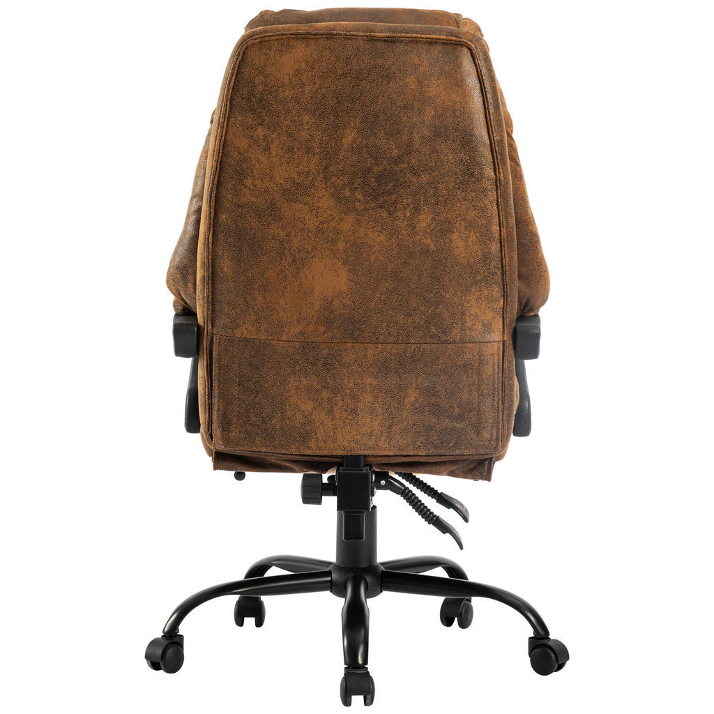 Thumbnail - Mid.you Chefsessel Fußstütze, Braun, Schwarz, Metall, Kunststoff, Textil, Drehkreuz, 64x114-122x72 cm, Sitzfläche 360° d...