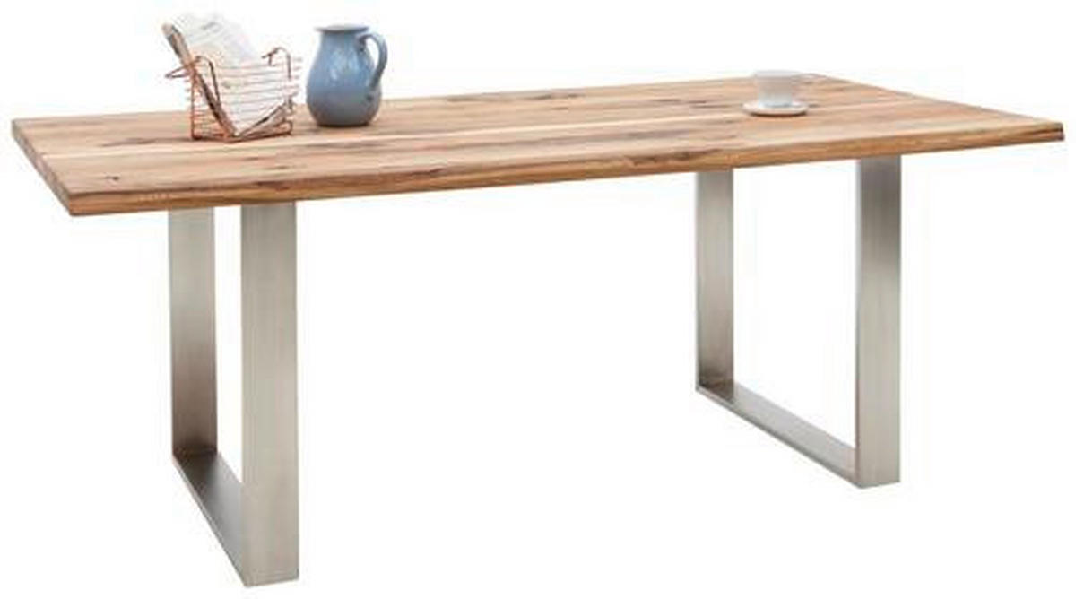 ESSTISCH in Holz, Metall 200/100/77 cm  - Edelstahlfarben/Eichefarben, Natur, Holz/Metall (200/100/77cm) - Voleo
