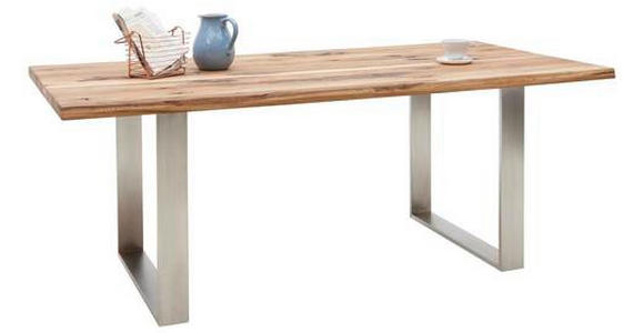ESSTISCH in Holz, Metall 200/100/77 cm - Edelstahlfarben/Eichefarben, Natur, Holz/Metall (200/100/77cm) - Voleo