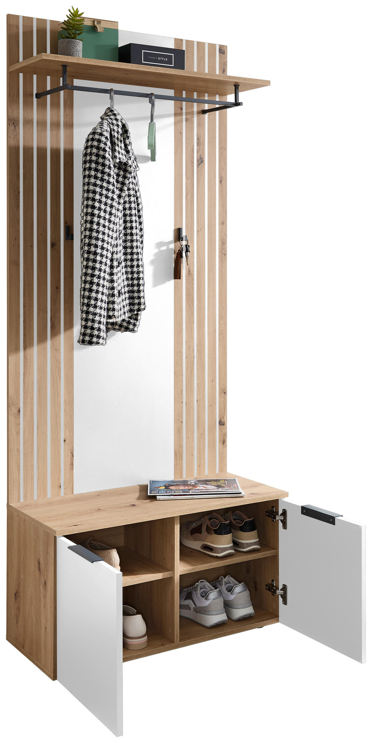 GARDEROBE  in 80/44/38 cm  - Eiche Artisan/Weiß, Design, Holzwerkstoff (80/44/38cm) - Livetastic