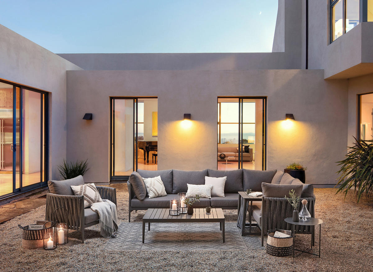 GARTENBEISTELLTISCH 39/39/59 cm Metall, Textil  - Anthrazit/Alufarben, Design, Textil/Metall (39/39/59cm) - Amatio