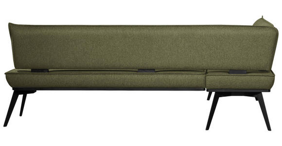 ECKBANK 165/195 cm Webstoff Schwarz, Olivgrün Buche massiv   - Schwarz/Olivgrün, Basics, Holz/Textil (165/195cm) - Carryhome